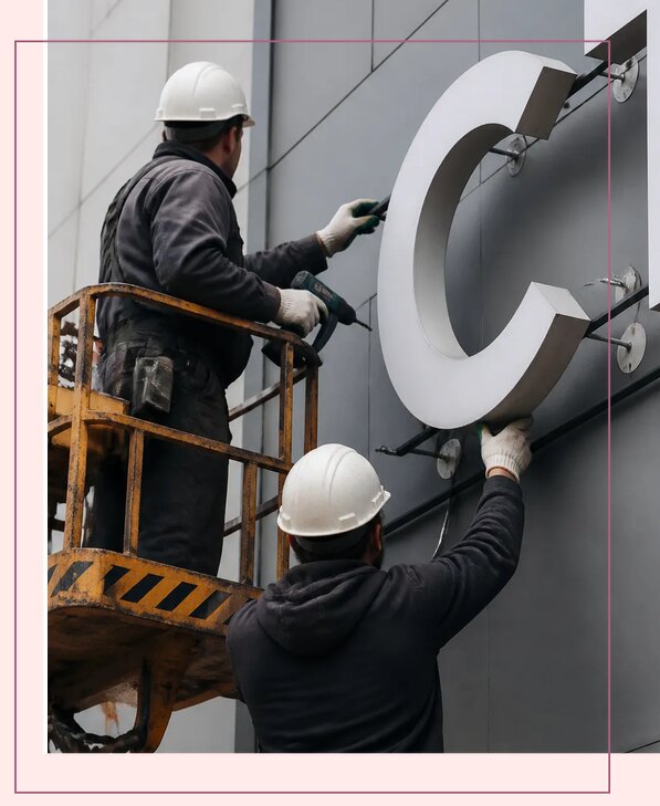 Монтаж объемных букв для наружной рекламы и вывесок в Воркуте
